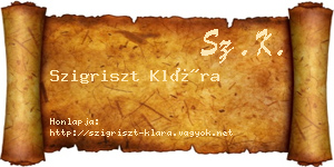 Szigriszt Klára névjegykártya